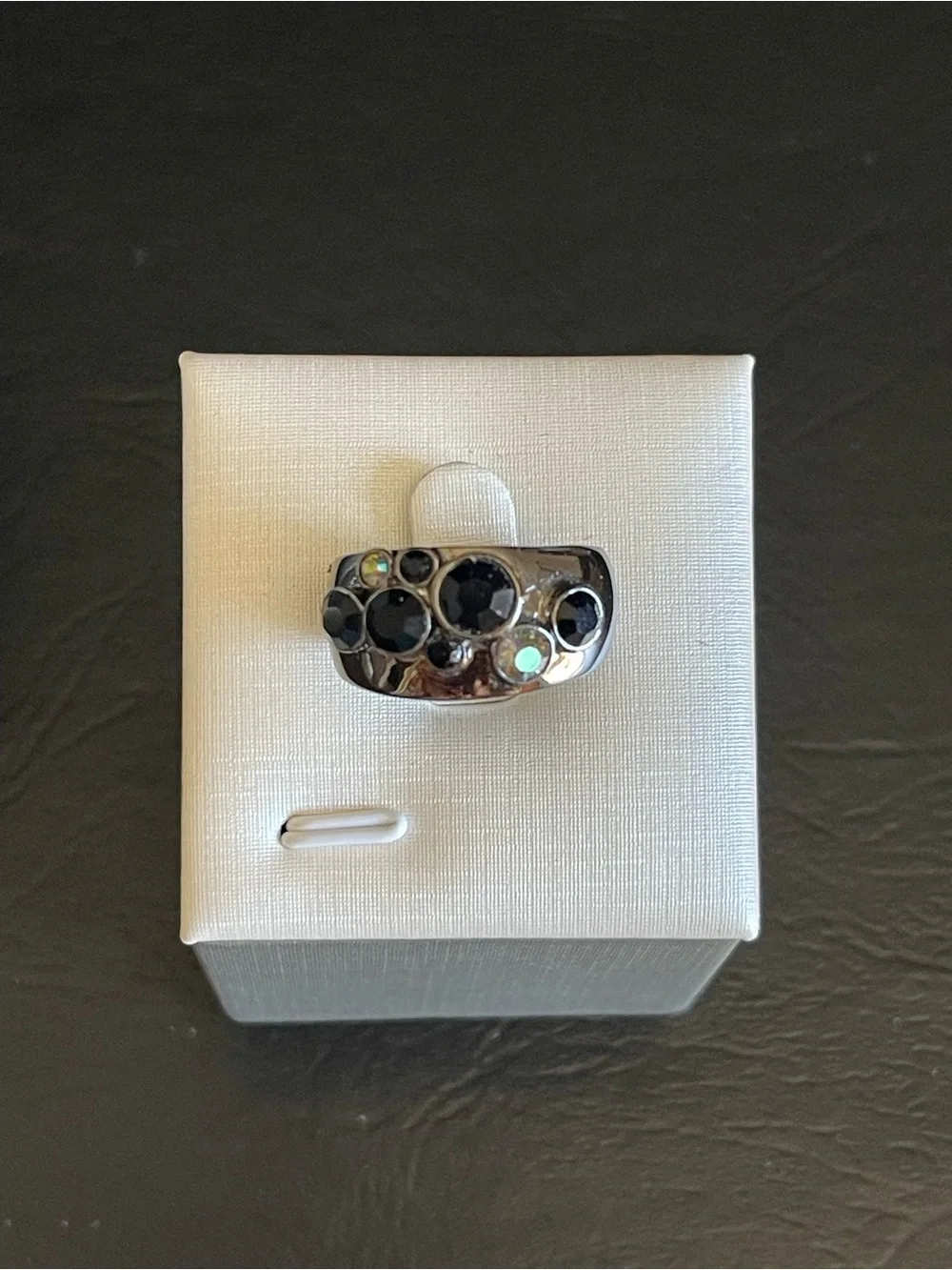 3 Black silver tone  Stackable Ring Set.
